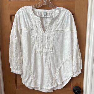 Sundance White Embroidered Long Sleeve Boho Top